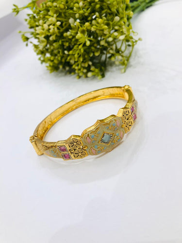 Meenakari Pink Stone Bracelet